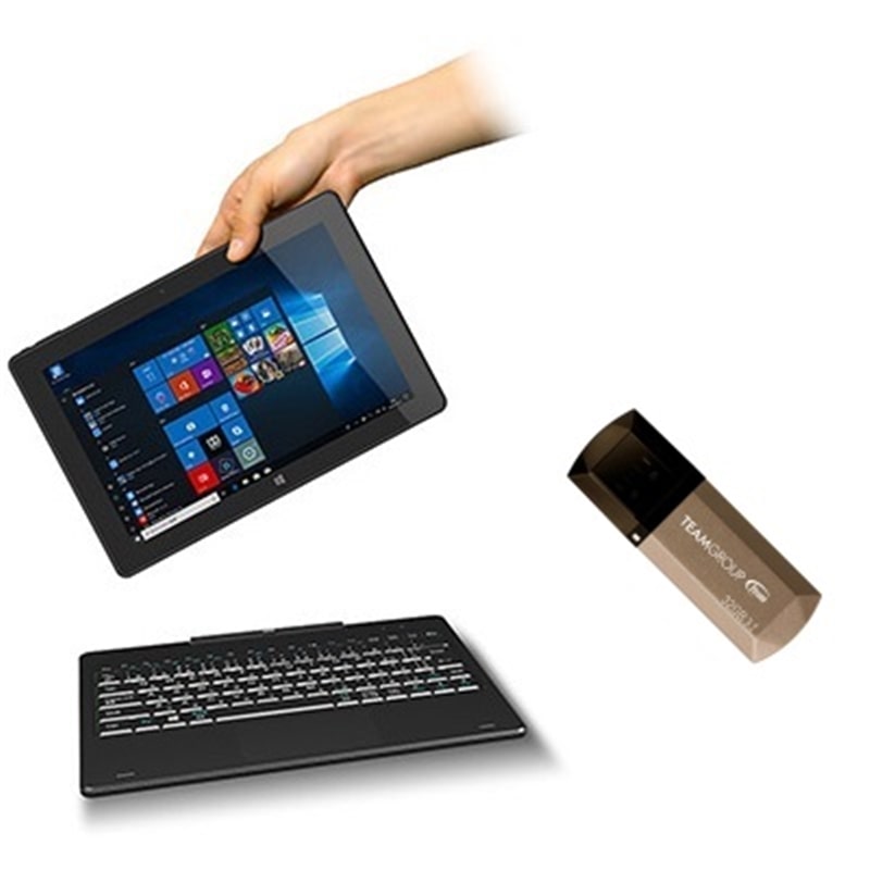 【アウトレット】 FRT250P/O　2in1 タブレット 着脱式キーボード搭載 Windows10 Pro [3ヶ月保証]　/　USBメモリ3.0 32GB(TC155332GD01)